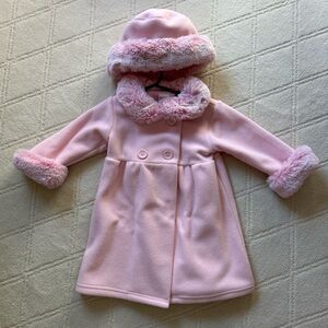 Vintage Pink Fur-Trimmed Kids Coat